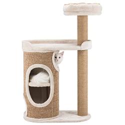 Royal Pet Club Falco 2-Story Cat Condo with Scratching Post, Two Platforms, Light Gray/Light Brown (44416), 117 cm