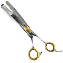 Sharf Professional Pet Shears Kit: Gold Touch 6.5'' 42-Tooth Thinning Scissors & Pet Grooming 7.5 Inch Curved Shear & 7.5 Inch Straight Dog Grooming Scissors | Must-Have Groomers & Home Groomer Scissor