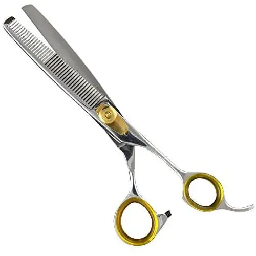 Sharf Professional Pet Shears Kit: Gold Touch 6.5'' 42-Tooth Thinning Scissors & Pet Grooming 7.5 Inch Curved Shear & 7.5 Inch Straight Dog Grooming Scissors | Must-Have Groomers & Home Groomer Scissor