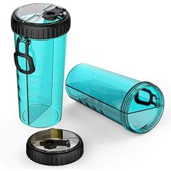 iDogiCat Dog Water Bottle for Walking - 2 in 1 Portable Travel Dual Chambered Pets Drinking Cup Dispenser Mug and Food Container with 2 Collapsible Bowls