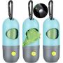 Blulu 3 Set Dog Poop Waste Bag Holder Dispenser with LED Flashlight and 3 Rolls Leak-Proof Dog Poop Waste Bags (Green)