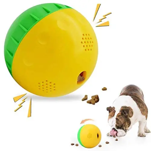 Dog Treat Ball 4.7'', Giggle Mentally Stimulating Dog Toys Squeaky, Interactive Dog Toys Puzzle, Wobble Wag Giggle Dog Ball IQ Capacity 200ML