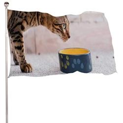 Dxichy Health pet Diet qit Food Bowl cat Dinner,Indoor Outdoor Banner 100% Polyester Banner Domestic Cat 4x6 Ft