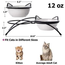 Y YHY Cat Bowls,Elevated Cat Food Water Bowls,Raised Cat Bowls with Stand,Ceramic Pet Dishes for Cats and Small Dogs,12 Ounces,Dishwasher Safe
