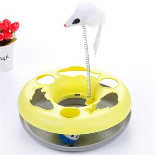 OKOKMALL US--Pet Cat Moving Mouse Spring Play Ball Turntable Round Disk Training Toy Gift