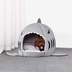 Cat Litter Hot Cat Mat Shark-Shaped House Warm Kennel Kitten Bed One Mat Two Usage Shark Bed for Small Cat Dog Cave Cozy Bed Removable （Light Grey）