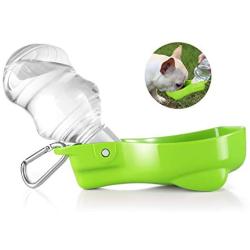 Flexzion Dog Water Bottle with Foldable Bowl Holder Drink Cup Tray Stand Attachment for Walking, Travel Drinking Dispenser Hanging Buckle Accessory for Pets, Dogs, Cats, Small Animals