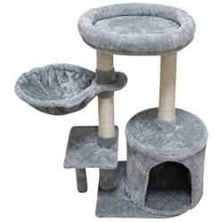 KIYUMI Cat Tree Cat Tower Sisal Scratching Posts Cat Condo Play House Hammock Jump Platform Cat Furniture Activity Center