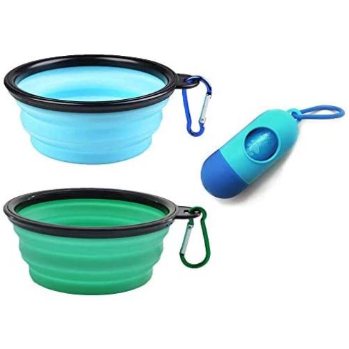 AGECASH A Collapsible Dog Bowl,Portable Dog Bowl, Travel Pet Bowl, Expandable for Cat Dog Water Bowls Food Feeding, 2 Pack Silicone Dog Bowl