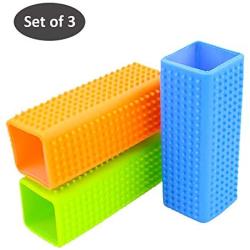 Pet Dog Cat Hair Remover Brush [3 Pack] Silicone Pet Grooming Massage Brush for Dogs Cats Rabbits, Portable Hair & Lint Removal Brush for Furniture, Carpet, Clothes, Couch, Car and Leather