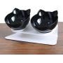 Double Cat Bowl with Raised Stand,15°Tilted Platform Cat Feeders Food and Water Bowls,Reduce Neck Pain for Cats and Small Dogs