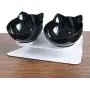 Double Cat Bowl with Raised Stand,15°Tilted Platform Cat Feeders Food and Water Bowls,Reduce Neck Pain for Cats and Small Dogs Double Cat Bowl with Raised Stand,15°Tilted Platform Cat Feeders Food and Water Bowls,Reduce Neck Pain for Cats and Small Dogs