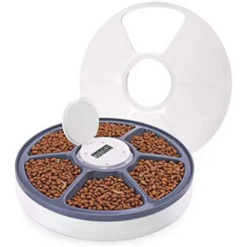 Automatic Pet Feeder for Cats and Dogs - Dry or Wet Food Dispenser - 6 Meal Trays with Portion Control -LCD Smart Programmable Clock Automatic Pet Feeder for Cats and Dogs - Dry or Wet Food Dispenser - 6 Meal Trays with Portion Control -LCD Smart Programmable Clock
