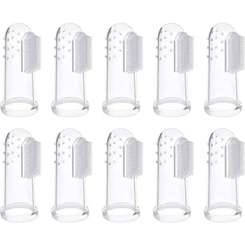 Soft Silicone Pet Finger Toothbrush, Doggy Teeth Cleaning Natural Rubber Dental Bite Resistant Chew Toys for Dogs Pets Pack of 10