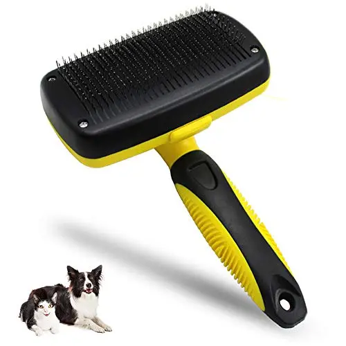 Cute Paws Self Cleaning Slicker Dog Brush, Great for Removing Underlying, Undercoat, Mats and Tangled Hair, Make Your Dog or Cat Comfortable Being Brushed with the Grooming Brush Cute Paws Self Cleaning Slicker Dog Brush, Great for Removing Underlying, Undercoat, Mats and Tangled Hair, Make Your Dog or Cat Comfortable Being Brushed with the Grooming Brush