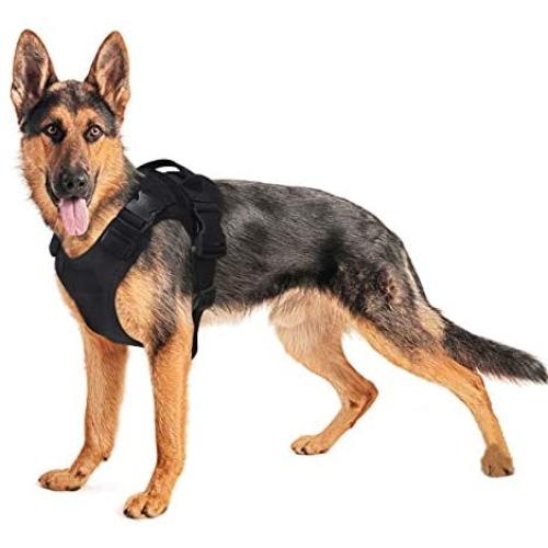 Tactical Service Dog Harness, Adjustable Military Working Dog Harness Tear-Resistant for Heavy Duty, Hunting, Walking, Hiking - Training Harness with Handle Easy Control for Large and Medium Dogs