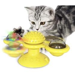 LOVEPET Pet Cat Toys Turntable Windmill Whirling Ball Toys for Cat Kitten Interactive Puzzle Teasing Toys Funny Cats Hair Brush Toys