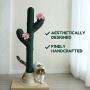 PetnPurr Handmade Cactus Cat Scratching Post, Cactus Pet House and Ceramic Pet Raised Bowl