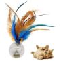 ocijf179 Pet Toy Cat Feather Tumbler Vibrating Flashing Interactive Ball Toy Pet Training Supply - Multicolor