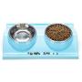 Suhaco Double Dog Bowl Cat Food Bowls Raised Pet Anti-Spill Stainless Steel Water Feeder for Dogs & Cats (Blue)