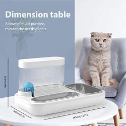 BOWINR Cats Water Gravity Dispenser 1500ml Cat Bowls for Food and Water Double Bowls Detachable Anti Spill Non Slip Base Stable Premium for Dog Puppy Pets Separation Design Automatic Waterer Bowl Set