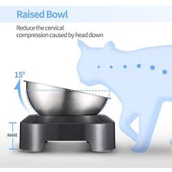 Vekonn Elevated Cat Bowl, Cat and Small Dog Food Bowl Stand, 2 Stainless Steel Cat Food Bowls, Non Slip No Spill, Healthy Eating Posture and Ergonomics for Pets