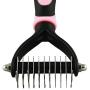 snailmon Double Sided Pet Dematting Rake Comb,6+11 Teeth,Professional Undercoat Rake Brush for Dogs & Cats, Blue/Pink (Pink)