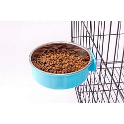 Flymoqi Crate Dog Bowl,Stainless Steel Removable Water Food Feeder Bows Cage Coop Cup for Dogs,Cats,Birds,Small Animals,20 oz