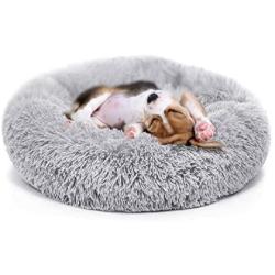 Puppy Bed for Small Medium Dog Soothing Dog Bed Calming, Anti-Anxiety Fluffy Deep Sleep Plush Bed with Bamboo Dog Cooling Mat Available