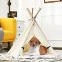 Tangkula Pet Teepee, Pent Tent w/Thick & Anti-Slip Cushion, Portable Pet House w/Stable Structure for Puppy Cat Rabbit, Washable Indoor Outdoor Pet Sleep Bed Luxury Cozy Cave