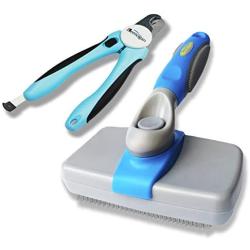 A Set of Nail Clippers as Dog Nail Clippers & Cat Nail Clippers AND a Slicker Brush, A Dog Brush And A Cat Brush at once, A Retractable Pin Brush for Dog Grooming And Cat Grooming. Easy Self Cleaning.