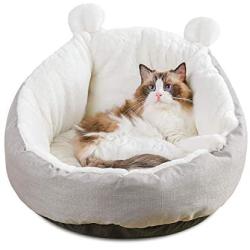 Washable Cute Cat Bed House - Warm Pet Sofa Kitten Bed Indoor Cat Bed Machine Washable Pet Bed Soft Cat Cuddle Bed for Cats Kittens Rabbit Bed Anti-Slip Bottom, Super Soft Durable Fabric