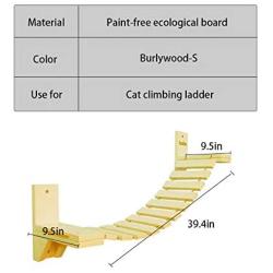 La La Pet Wall-Mounted Cat Ladder Bridge with 2 Fixed Brackets Wood Cat Perch Mod Cat Lounge Hammock Cat Condo Kitty Activity Furniture Cat Climber Tree Tower Cat Cloud Shelf Board
