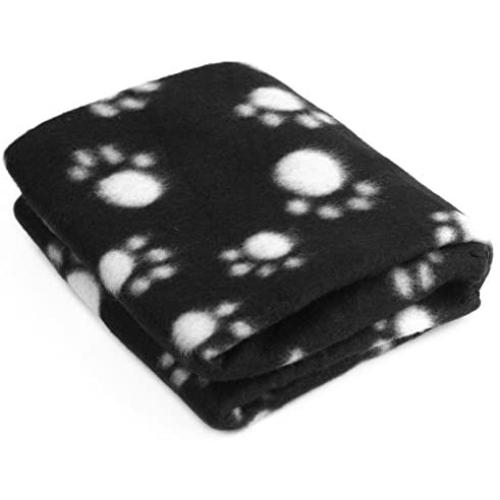 LuckyStone Warm Dog Cat Puppy Kitten Fleece Blankets Sleep Mat Pad Bed Cover with Paw Print Cushion Soft Pet Blanket for Small Animals