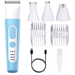 Dog Nail Grinder Quiet Electric Dog Shaver Clippers Set, GLE2016Pet Nail Trimmer 4 in 1 Electric Rechargeable Nail Clippers Low Noise Rechargeable Cordless Hair Clippers Set for Dogs Cats Pets