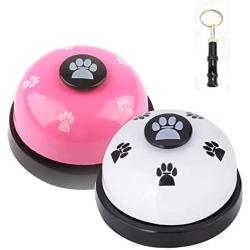 JIMEJV Set of 2 Pet Training Bells, Dog Door Bells for Go Outside Potty Training and Communication Device with Whistle Puppy Interactive Toys