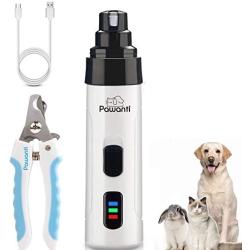 Pawanti Dog Nail Grinder Kit Electric Pet Nail Trimmer Set 2 Speeds Rechargeable Cat Paw Clippers Portable Painless Paws Grooming Smoothing for Small Medium Pets Dogs Cats