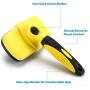 Avont Self Cleaning Slicker Brush for Dogs and Cats, Undercoat Rake Grooming Brush Deshedding Tool Pet Removes Mats, Tangles, and Loose Hair -Yellow