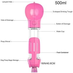 Newthinking Dog Water Bottle for Walking, Portable Dog Water Travel Dispenser with Food Container, Poop Shove and Waste Bag for Pets Outdoor Walking, Hiking, Travel