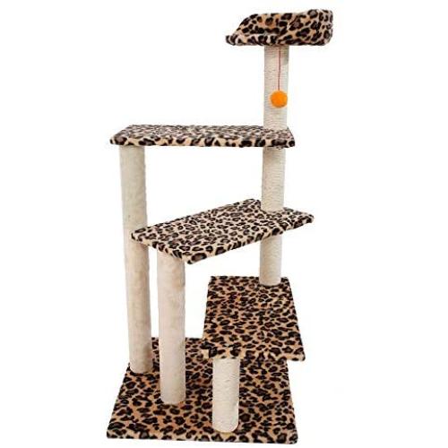 43'' Cat Tree Tower Condo Furniture Scratching Post Pet Play House Leopard Print