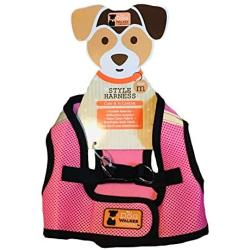 The Dog Walker Company Reflector Accent Harness | Medium 15-20 Lbs Pink with Black Trim