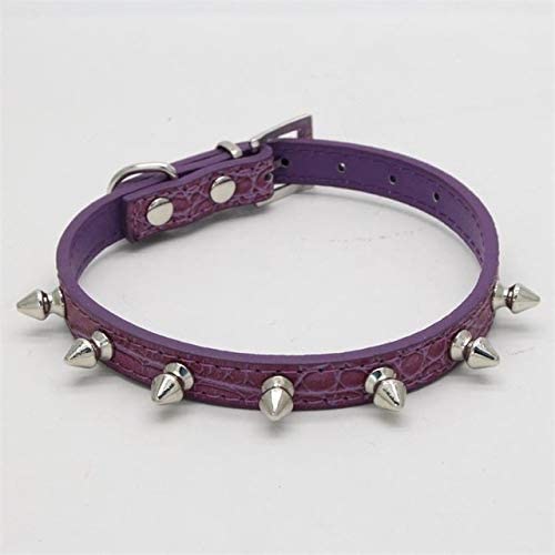 Chenyouwen Pet Toys Great Cat Dog Rivet Collar Pet Accessory Collar, Size: L(Purple) (Color : Purple)