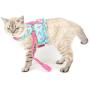 SMALLLEE_LUCKY_STORE Bow Flower Print Cat and Small Dog Harness Dress with Leash for Girls Adjustable No Pull Escape Proof Soft Walking Jacket Waterproof Puppies Kitten Harness Vest Outdoor