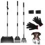 KOOLTAIL Dog Pooper Scooper Set - Tray and Spade and Rake - Adjustable 37.4 Inches Long Handle, Stainless Steel Heavy Duty Pet Waste Removal for Small Medium Large Dogs