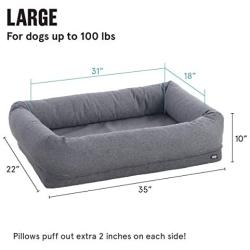 Barkbox 2-in-1 Memory Foam Dog Bolster Bed | High Density 3’’ Orthopedic Joint Relief Crate Lounger or Donut Pillow Bed, Machine Washable