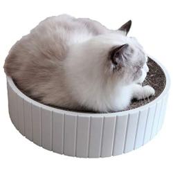 Vinyl Etchings Cat Scratcher Pad Bed for Indoor Cats Scratching Post 2-in-1 Cat Round Scratch Cardboard Bed for Large Cats and Kitten