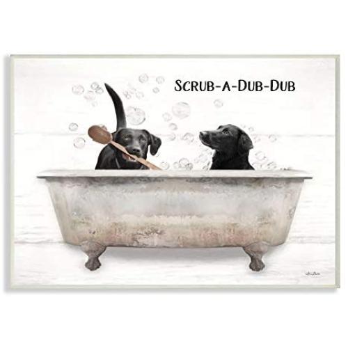 Stupell Industries Scrub Dub Quote Family Pet Dog Bath, Designed by Lori Deiter Art, 13 x 19, Wall Plaque