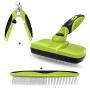 Self Cleaning Pet Comb Set For Hair Removal And Carding, Hair Removal Beauty Tools For Dogs, Cats and Pets - Gently Remove Long and Loose Underlay, Mats and tangled hair, Green