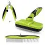 Self Cleaning Pet Comb Set For Hair Removal And Carding, Hair Removal Beauty Tools For Dogs, Cats and Pets - Gently Remove Long and Loose Underlay, Mats and tangled hair, Green