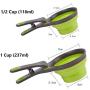 CatYou Pet Food Scoops Measuring Cup for Dog Cat Food Water, Set of 2 (1 Cup & 1/2 Cup Capacity), 3 in 1 Multi-Function Pet Collapsible Silicon Scoop Bowls Bag Clip